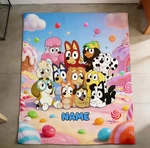 Personalized Bluey Family Blanket, Cartoon Fleece Throw For Toddlers. Fixed Price $20.18.