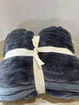 Pottery Barn Ruched Faux Fur Throw 119.00STEEL Blue 50"X60". Fixed Price $119.00.