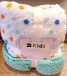 The Big One Kids Green Plush Faux Shearing Throw Blanket W/polka Dots 50X60". Fixed Price $29.99.
