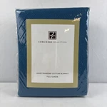 Concierge Collection Large Diamond Cotton Full/queen Blue Blanket New In Package. Fixed Price $29.99.