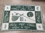 Vtg 1990S Mww Green Tapestry Fringe Fishing Lures Bass Throw Blanket. Fixed Price $29.99.