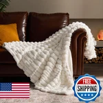 Bedelite Faux Fur Cream Throw Blanket For Couch - Super Soft & Cozy Plush Stripe. Fixed Price $48.58.
