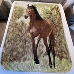 Vintage Shavel Plush Throw Blanket Bay Horse Trees Nature 62 X 77. Fixed Price $25.49.