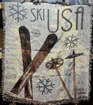 Simply Home Ski Usa Snowflake Winter America Afghan Throw Blanket 50" X 60" New. Fixed Price $39.99.