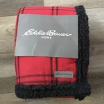 Eddie Bauer Fall Black & Red Throw Blanket Reversible Plush Fleece Sherpa New. Fixed Price $34.97.