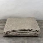 Pottery Barn Reversible Ribbed Blanket Flax Neutral 96 X92 Flaw Hole Read Nwot. Fixed Price $104.95.