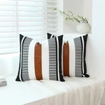 Homefeelzydys Throw Pillow Covers 16X16 Inch Set Of 2, Paneled Faux Leather A.... Fixed Price $26.49.