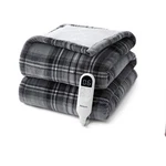 Bedsure Printed Flannel Plush Heated Throw. Grey Plaid. 50X60. Msrp $130. Fixed Price $49.99.