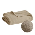 Madison Park Freshspun Basketweave Luxury Cotton Blanket Khaki 90X90" Full/queen. Fixed Price $52.28.