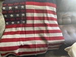 Woolrich Vintage Blanket Red White Blue Striped American Flag Usa Guc. Fixed Price $75.00.