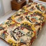 Vintage Cowboy Blanket Western Velveteen Plush Throw. Fixed Price $47.00.