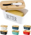 Hasense Porcelain Butter Dish With Bamboo Lid - Covered. Fixed Price $26.79.
