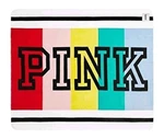 Nip Victorias Secret Pink Rainbow Stripe Sherpa Throw Blanket Large Logo Cozy. Fixed Price $81.95.