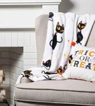 Black Cat Fleece Blanket Soft White Stars Orange Yellow Halloween New 50 X 60. Fixed Price $14.99.