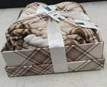 Berkshire Velvetsoft Throw Blanket Brown White Plaid Polyester. Fixed Price $34.50.