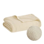 Madison Park Freshspun Basketweave Luxury Cotton Blanket Natural 66X90" Twin Siz. Fixed Price $43.23.