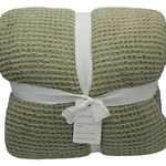 Pottery Barn Waffle Weave King Blanket Loden Green Textured Cotton New. Fixed Price $94.99.