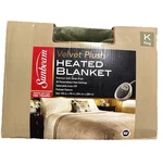 New Sunbeam 20 Settings Heated Velvet Plush Blanket King Size 100"X90" Green. Fixed Price $229.49.