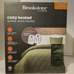 Brookstone Sleep Better Full/queen Heated Diamond Stitch Quilt Blanket Olive Grn. Fixed Price $47.99.