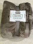 New Kirkland Signature Plush Blanket King Size 112" X 92" Color: Cashmere (tan). Fixed Price $99.99.