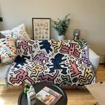 Keith Harring Colored Graffiti Casual Woven Tapestry Blanket Throws Lgbtq Decor. Fixed Price $38.00.