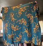 Anthropologie Vanessa Knit Throw Blanket Leopard Teal Green Cotton Blend. Fixed Price $65.00.