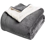 LBRO2M Gray Sherpa Fleece Bed Blanket King Size Super Soft Warm And Plush Velvet. Fixed Price $38.00.