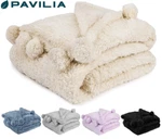 Soft Fuzzy Cozy Pom Throw Blanket With Fluffy Sherpa Fleece For Sofa Couch. Fixed Price $22.99.