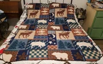 Vintage Woodland Forest Animal Moose Bear Fish Rustic Fleece Throw Blanket 40X60. Fixed Price $29.99.