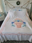Vintage Chenille Bedspread Blanket 88X98 Flower Basket Floral Cottage Beautiful. Fixed Price $78.99.