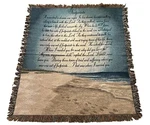 Manual Woodworkers & Weavers Tapestry Throw Footprints The Sand 50" X 60" Nwt. Fixed Price $19.97.