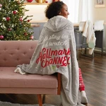 Hallmark Channel Let's Stay In Oversized Hooded 50" X70" Blanket With Pockets. Fixed Price $49.99.