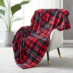 Sochow Flannel Fleece Throw Blanket 50X60" Plaid Red/grey All-season Soft Cozy. Fixed Price $31.98.