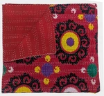 Indian Red Suzani Print Kantha Quilt,blanket Cotton King Size Bedspread Throw. Fixed Price $125.00.