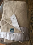 Fieldcrest Touch Of Class Vintage Thermal Acrylic Blanket Satin Trim Brown King. Fixed Price $30.00.