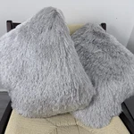 Set 2 Faux Fur Throw Pillows 18X18 Silver Shimmer Celebrity Home Soft Plush. Fixed Price $31.50.