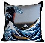 Boon Decorative Pillows Furoshiki Japanese Woodblocks 24"X24". Fixed Price $129.00.