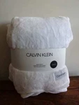 Calvin Klein White Plush Fleece Oversized King Blanket. Fixed Price $74.99.
