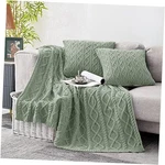 Homiest Cable Knit Throw 50 X 60 Inch Blanket & 18 Pillow Sage Green. Fixed Price $62.75.