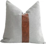 Merrycolor Farmhouse Decorative Throw Pillow Covers Stripe Faux Leather Set Of 2. Fixed Price $25.47.