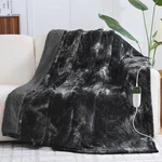 Greenoak Heated Electric Blanket Throw, Faux Fur (50''*60''), Black. Fixed Price $77.19.
