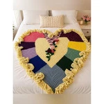 Hand Crocheted Heart Throw Blanket Bed Topper Cottagecore Heirloom Floral. Fixed Price $55.00.