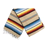 Vintage Style Mexican Blanket Striped Beige Tan Serape Baja Saltillo Falsa Throw. Fixed Price $19.95.