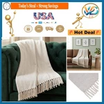 50X60 Cotton Throw Blanket Cream Herringbone Modern Style Indoor Outdoor. Fixed Price $24.94.