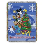 Disney Mickey Mouse Blanket Holiday Cheer Woven Tapestry Throw 48" X 60". Fixed Price $29.99.