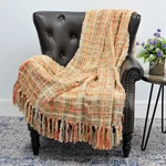 Multicolored Chenille Knitted Throw Blanket Reversible Plaid With Tassels Sofa. Fixed Price $35.99.
