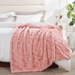 Soft Fuzzy Warm Throw Blanket Jacquard Rabbit Faux Fur With Micromink Backing. Fixed Price $29.60.