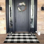 Buffalo Plaid Outdoor Rug Front Mat 27.5'' X 43'' Black And White Por. Fixed Price $29.07.