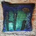 Mainstays 16X16 Inch Reversible Decorative Throw Sequin Sparkle Pillow Tealblack. Fixed Price $9.00.