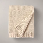 Chunky Knit Bordered Throw Blanket Cream - Hearth & Hand With Magnolia. Fixed Price $19.99.
